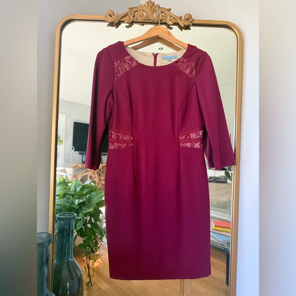 Antonio Melani Burgundy Lace Dress